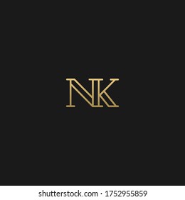 Elegant luxury trendy unique artistic black and golden color NK KN N K initial based letter icon logo.