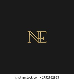 Elegant luxury trendy unique artistic black and golden color NE EN N E initial based letter icon logo.