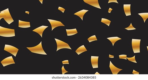 Elegant Luxury Vector with Shiny Golden Confetti on a Clean black Background for Premium Celebration Designs. Golden Confetti Vector on White Background – Luxury Design