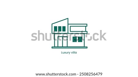 Elegant Luxury Villa Real Estate Vector Icon