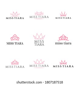 Elegant Luxury Vintage Beauty Royal Tiara geometric Logo, symbol or icon vector design  for skin and facial care, fashion, makeup, cosmetic brand 3
