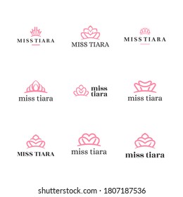 Elegant Luxury Vintage Beauty Royal Tiara geometric Logo, symbol or icon vector design  for skin and facial care, fashion, makeup, cosmetic brand 1