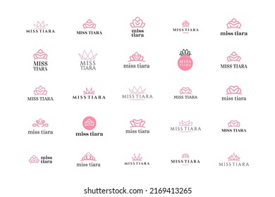 Elegant Luxury Vintage Beauty Royal Tiara geometric Logo, symbol or icon vector design  for skin and facial care, fashion, makeup, cosmetic brand 3