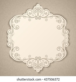 Elegant Luxury Vintage Calligraphy Frame. Template For Greeting Card, Invitation, Diploma. Vector Illustration In Retro Style