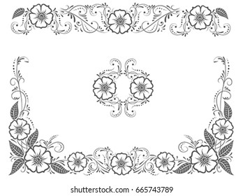 Elegant luxury vintage floral element. Template for greeting card, invitation, diploma. Vector illustration in retro style