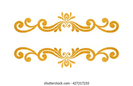 Elegant luxury vintage gold floral hand drawn decorative border or frame on white background. Refined vignette element for banner, invitation, menu, postcard, greeting card, flyer. Vector illustration