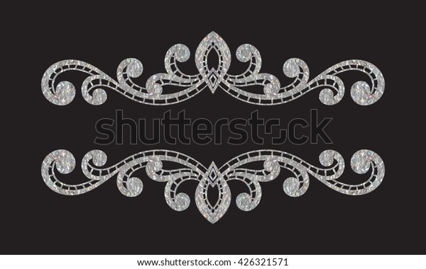 Elegant luxury vintage silver floral hand
drawn decorative border or frame on black background. Refined
vignette element for banner, invitation, menu, postcard, greeting
card. Vector
illustration.