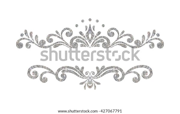 Elegant luxury vintage silver floral hand\
drawn decorative border or frame on white background. Refined\
vignette element for banner, invitation, menu, postcard, greeting\
card. Vector\
illustration.