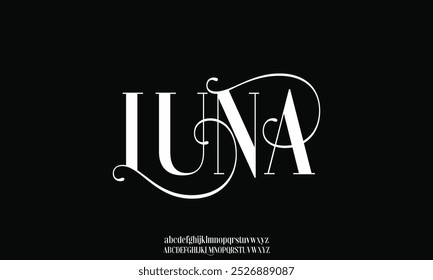 Elegant Luxury wedding alphabet font. Typography Luxury classic lettering serif fonts decorative wedding logo vintage retro concept. vector illustration