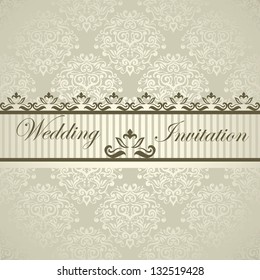 Elegant luxury wedding card with light damask designed royal border
