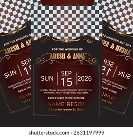 Elegant luxury wedding invitation card and bride card design for special day vector template