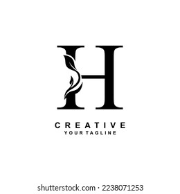 Elegant luxury white H letter logo vector design with leaf and flower decoration. H modern creative initial logo. boutique logo, business, company, wedding, etc