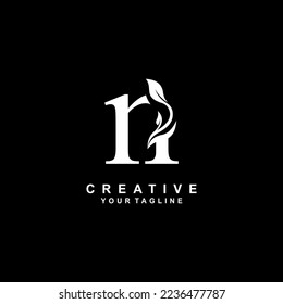 Elegant luxury white N letter logo vector design with leaf and flower decoration. N modern creative logo. boutique logo, business, company, wedding, etc