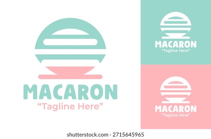 Un elegante logotipo de macarrón adecuado para refinadas pastelerías y boutiques de postres.