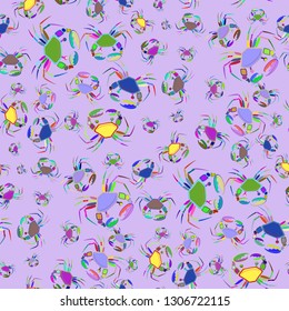 Elegant magian crab multicolor background seamless.