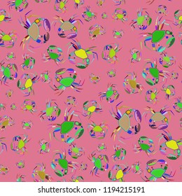 Elegant magian crab multicolored background seamless.