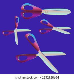 Elegant magian set gradient multicolored tool scissors.