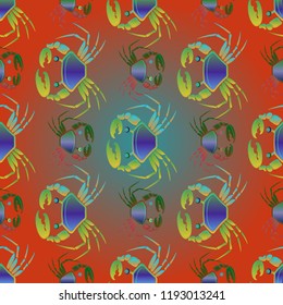 Elegant magic crab multicolor background seamless.