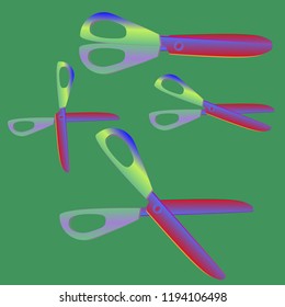 Elegant magical suite gradient multicolored tool scissors.