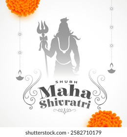 elegant maha shivratri festive background with flower design vector