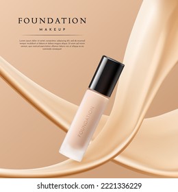 Elegant Makeup Advertising with Liquid Foundation Banner Template
