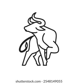 Elegant male buffalo with big horns logo vector