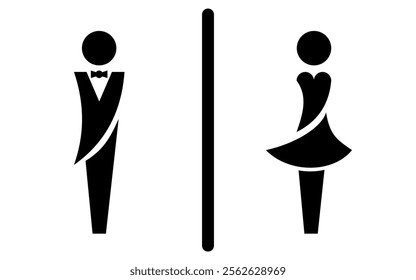 Elegant Male and Female Restroom Icons with Stylish Outfits