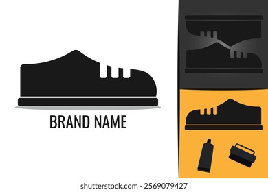 Elegant male shoes logo. Men's shoe footwear logotype. Man boots logo