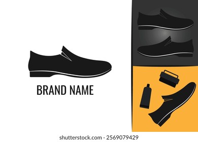 Elegant male shoes logo. Men's shoe footwear logotype. Man boots logo