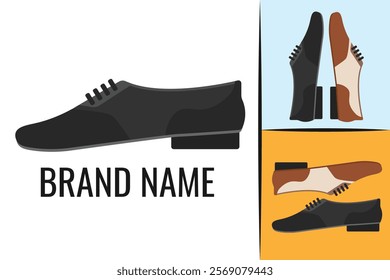 Elegant male shoes logo. Men's shoe footwear logotype. Man boots logo