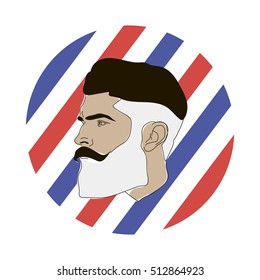 The elegant man with a beard on a color striped background