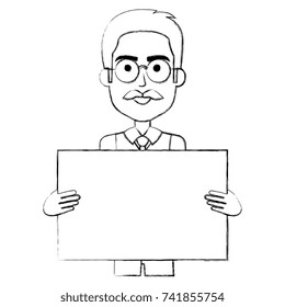 elegant man with label avatar character