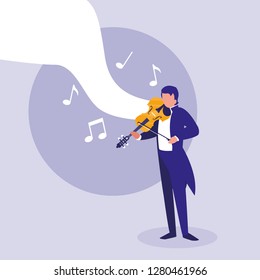 elegant man playing fiddle classical