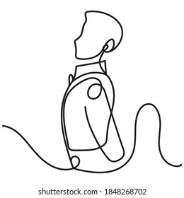 elegant man side view portrait continuous line, isolated design vector illustration