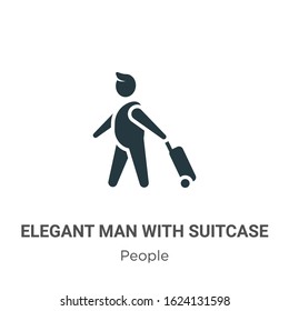 Elegant man with suitcase glyph icon vector on white background. Flat vector elegant man with suitcase icon symbol sign from modern people collection for mobile concept and web apps design.