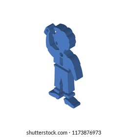 Elegant man talking through phone isometric left top view 3D icon