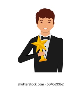 elegant man with trophy winner