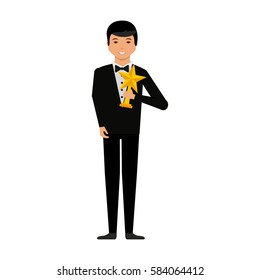 elegant man with trophy winner