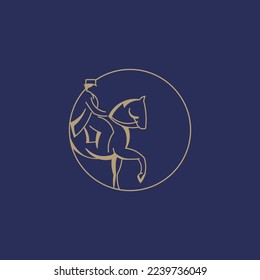 Elegant man wearing hat riding horse simple logo icon sign symbol design.EPS 10