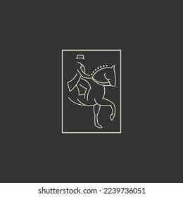 Elegant man wearing hat riding horse simple logo icon sign symbol design.EPS 10