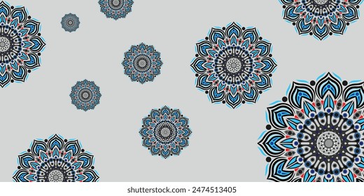 Elegant mandala abstract background illustration isolated on grey.