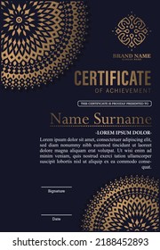 Elegant mandala award certificate template