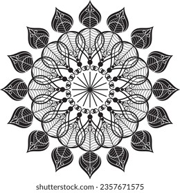 Elegante diseño de ilustración vectorial de fondo mandala. patrón Único medio diseño símbolo para meditación logotipo de yoga, diseño de henna, ornamento de boda musulmán, tatuaje hindú, logotipo curativo, logotipo de villa, wellnes