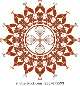 Elegante diseño de ilustración vectorial de fondo mandala. patrón Único medio diseño símbolo para meditación logotipo de yoga, diseño de henna, ornamento de boda musulmán, tatuaje hindú, logotipo curativo, logotipo de villa, wellnes