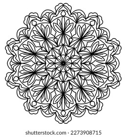 Elegant mandala circular pattern. Coloring book page element. 