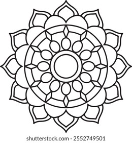 Diseño elegante del mandala para colorear el libro, diseño de la henna y arte de la pared, arte creativo del mandala