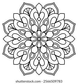 elegant mandala design for coloring book page , creative mandala art for wall art
