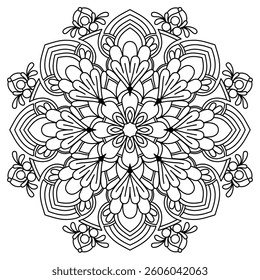 elegant mandala design for coloring book, mandala art for adults, teens and kids coloring book
