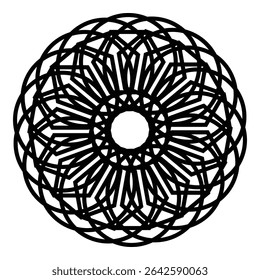 An elegant mandala design featuring intricate interlocking loops in a circular, symmetrical floral pattern, perfect for luxury branding, décor, or digital art inspiration