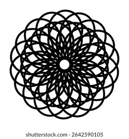 An elegant mandala design featuring intricate interlocking loops in a circular, symmetrical floral pattern, perfect for luxury branding, décor, or digital art inspiration